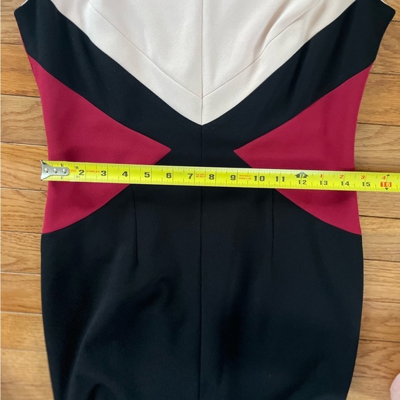 Anne Klein Colorblock Midi Dress - Black, Red, and Cream - Picture 8 of 9